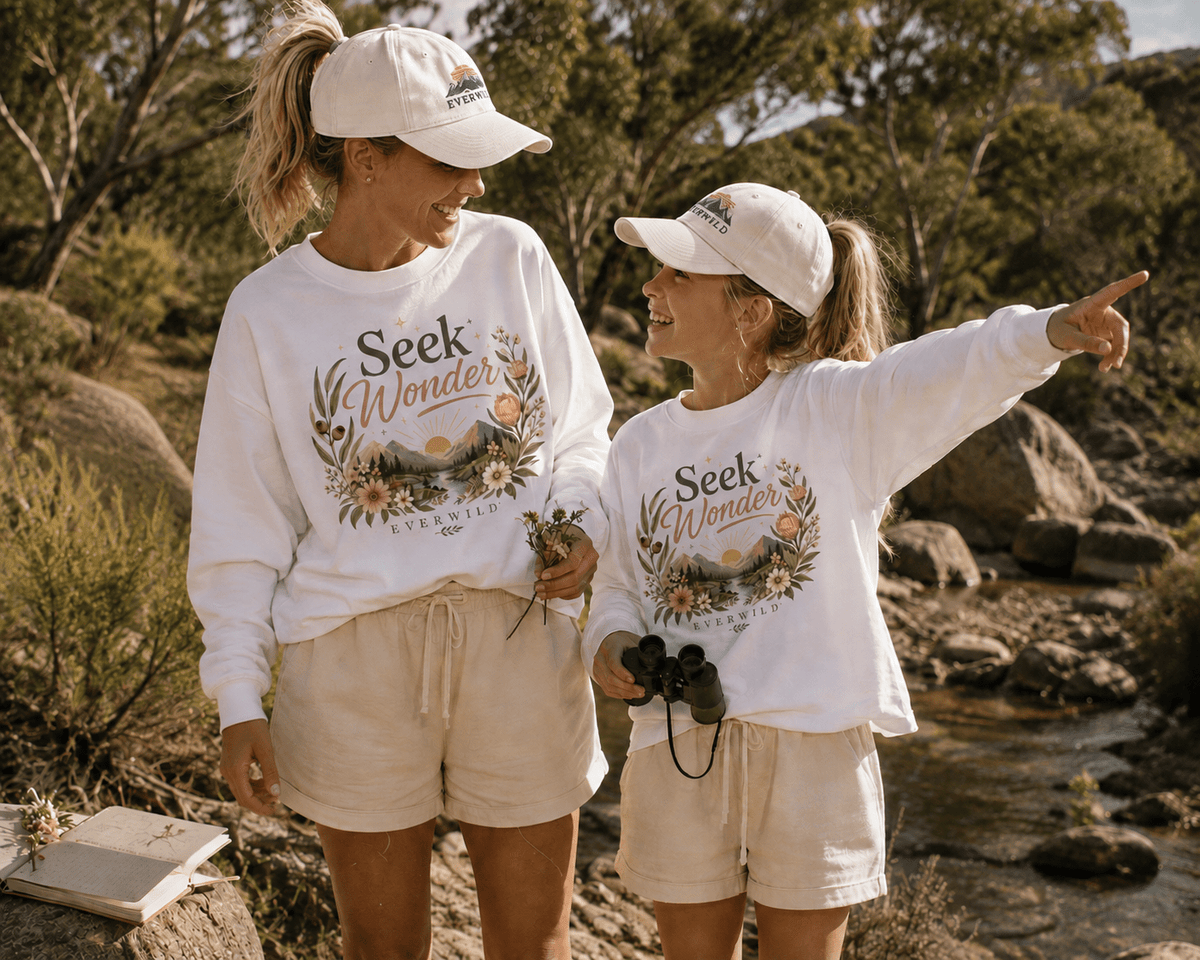 EVERWILD Seek Wonder oversized tee – women's outdoor nature apparel – hiking bushwalking gift Australia