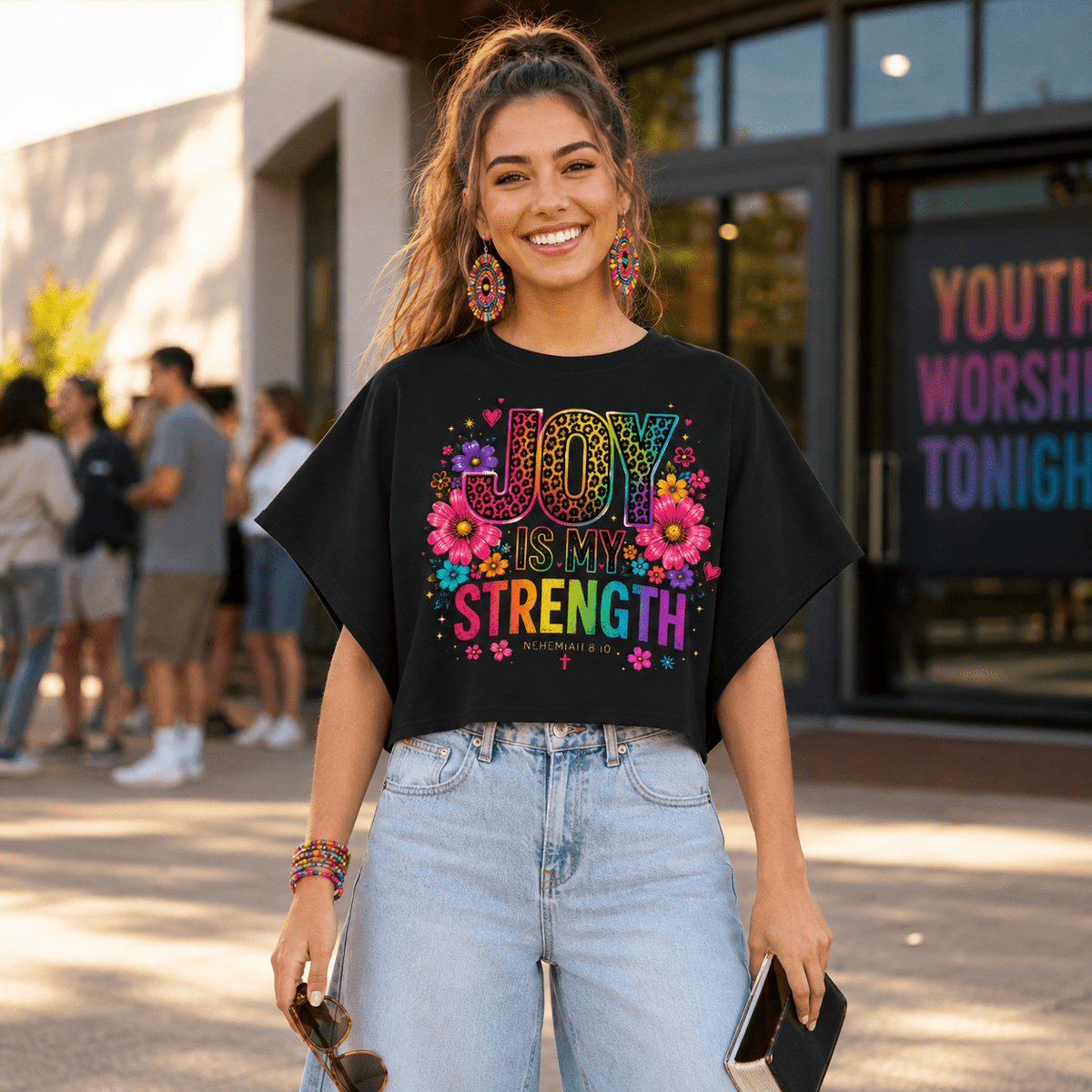 Roaring Praise™ Joy Is My Strength — Cropped Dolman Tee - Beloved Study Co